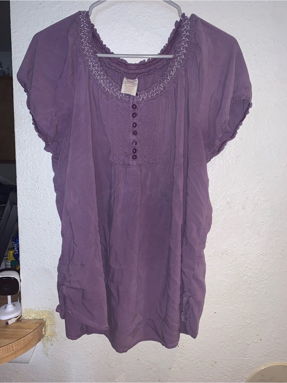 Faded Glory Purple Short-Sleeve Peasant Tunic